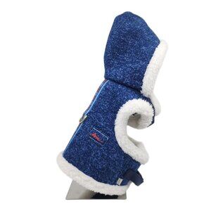 ED Fleece Sweater Vest Hoodie Coat Apparel for Dogs Pets Blue Denim Size Small